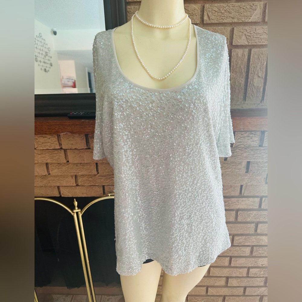 St. John Collection Silver Sequin Blouse